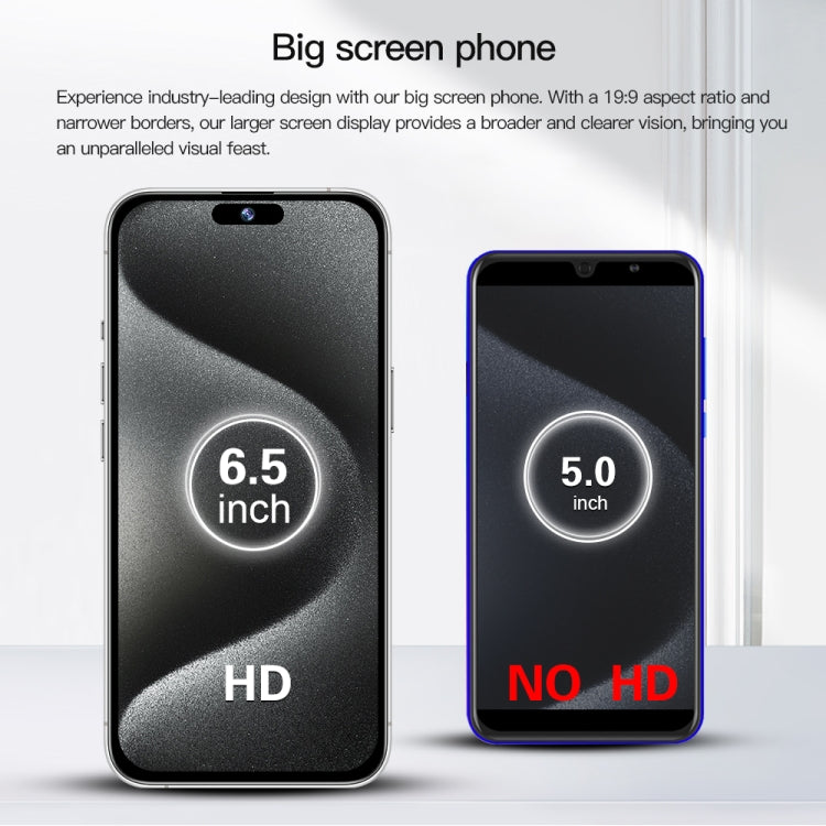 i15 Pro Max / Q5A, 6GB+128GB, 6.5 inch Screen, Face Identification, Android 10 MTK6762 Octa Core, OTG, NFC, Network: 4G, Dual SIM(Titanium Grey)