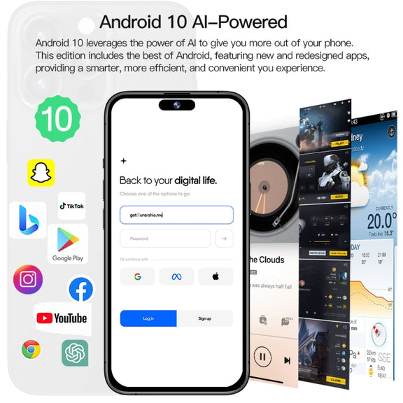 i15 Pro Max / Q5A, 6GB+128GB, 6.5 inch Screen, Face Identification, Android 10 MTK6762 Octa Core, OTG, NFC, Network: 4G, Dual SIM(Titanium White)