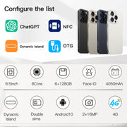 i15 Pro Max / Q5A, 6GB+128GB, 6.5 inch Screen, Face Identification, Android 10 MTK6762 Octa Core, OTG, NFC, Network: 4G, Dual SIM(Titanium Grey)