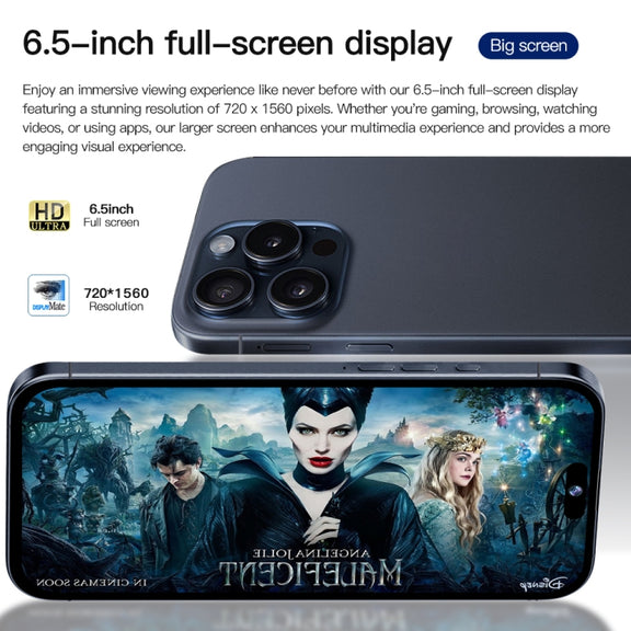 i15 Pro Max / Q5A, 6GB+128GB, 6.5 inch Screen, Face Identification, Android 10 MTK6762 Octa Core, OTG, NFC, Network: 4G, Dual SIM(Titanium Grey)