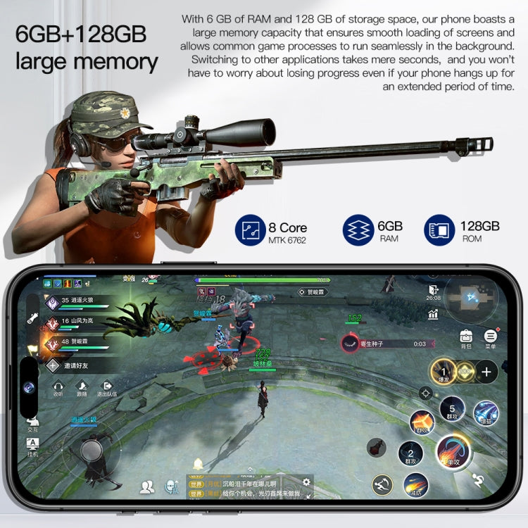 i15 Pro Max / Q5A, 6GB+128GB, 6.5 inch Screen, Face Identification, Android 10 MTK6762 Octa Core, OTG, NFC, Network: 4G, Dual SIM(Titanium Blue)