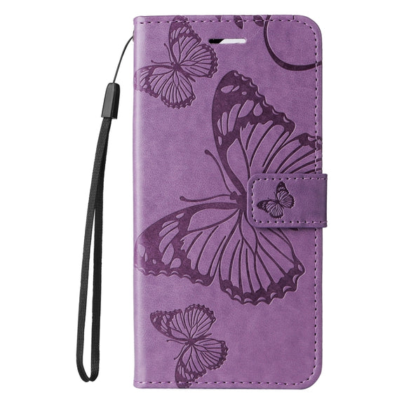 For iPhone 16e 3D Butterfly Embossed Pattern Flip Leather Phone Case(Purple)