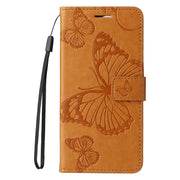 For iPhone 16 Plus 3D Butterfly Embossed Pattern Flip Leather Phone Case(Yellow)