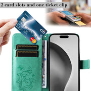 For iPhone 16 Pro Max 3D Butterfly Embossed Pattern Flip Leather Phone Case(Green)