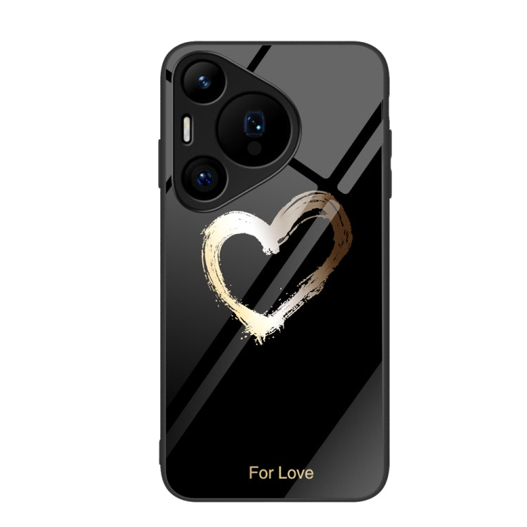 For Huawei Pura 70 Pro Colorful Painted Glass Phone Case(Black Love)