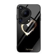 For Huawei Pura 70 Ultra Colorful Painted Glass Phone Case(Black Love)