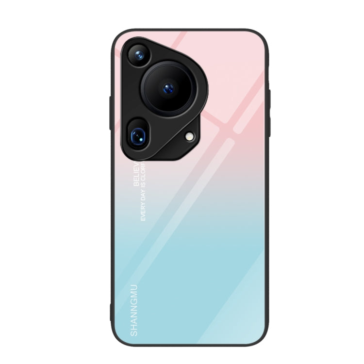 For Huawei Pura 70 Ultra Colorful Painted Glass Phone Case(Blue Sky)