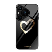 For Huawei Pura 70 Colorful Painted Glass Phone Case(Black Love)