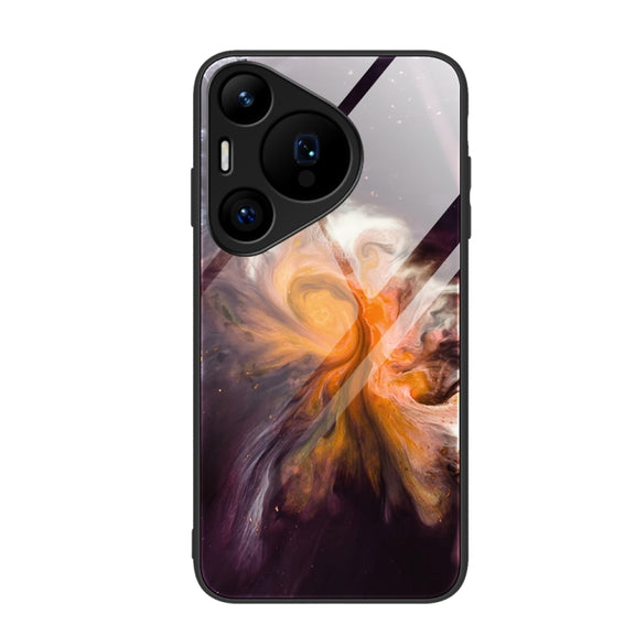 For Huawei Pura 70 Pro Marble Pattern Glass Protective Phone Case(Typhoon)