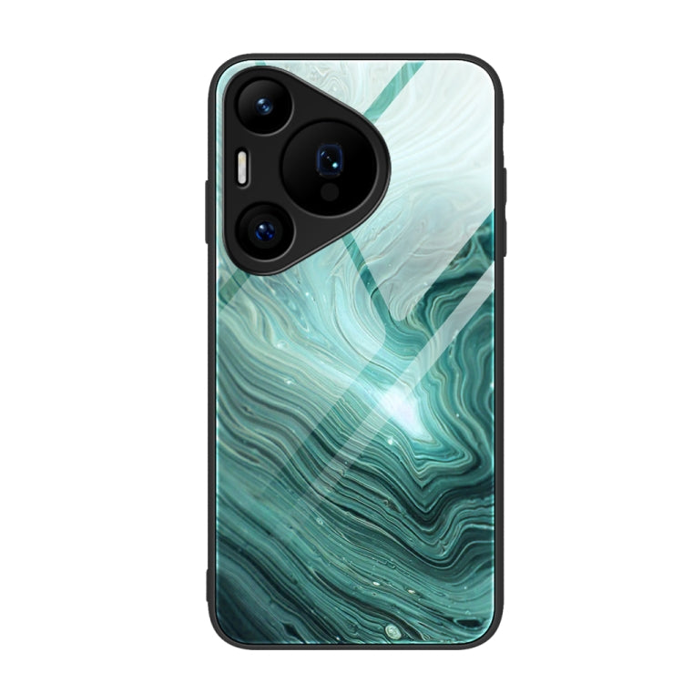 For Huawei Pura 70 Pro Marble Pattern Glass Protective Phone Case(Water Waves)
