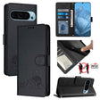 For Google Pixel 9 / 9 Pro Cat Rat Embossed Pattern RFID Leather Phone Case with Lanyard(Black) - Google Cases by PMC TechLife | Online Shopping South Africa | PMC TechLife | Buy Now Pay Later Mobicred