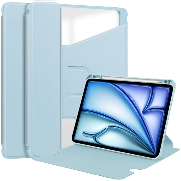 For iPad Air 13 2025 / 2024 Transparent Rotation Smart Leather Tablet Case(Sky Blue)