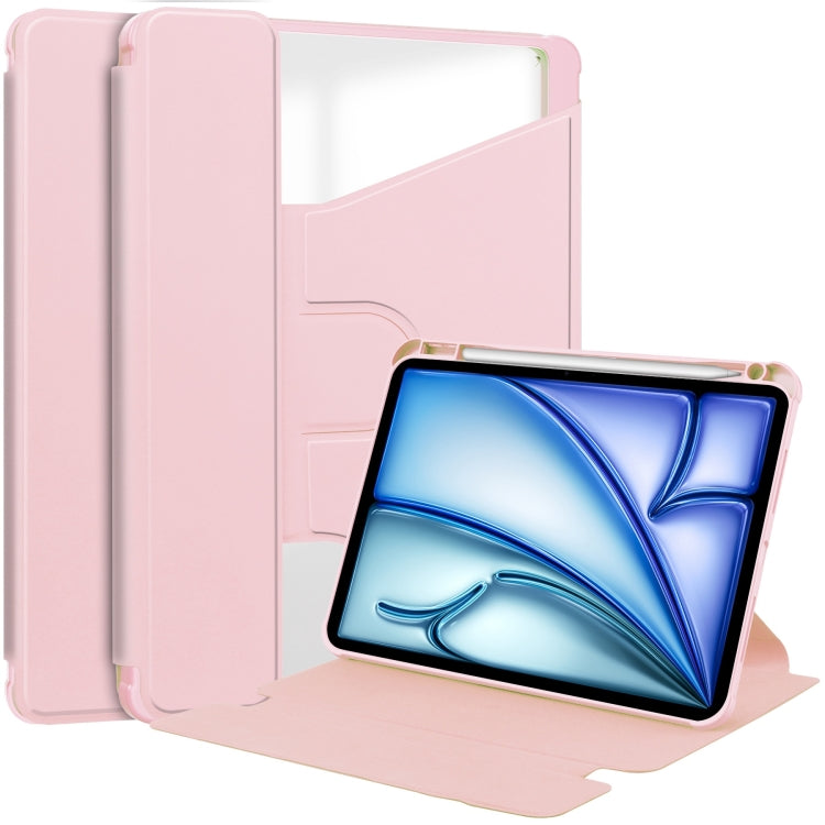 For iPad Air 13 2025 / 2024 Transparent Rotation Smart Leather Tablet Case(Pink)