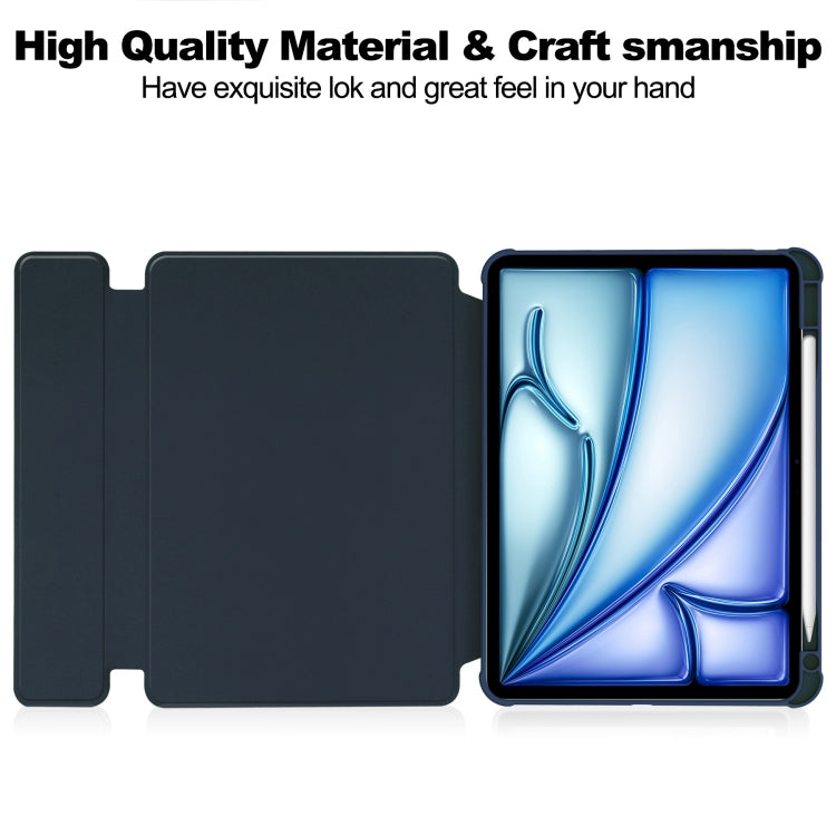 For iPad Air 13 2024 Transparent Rotation Smart Leather Tablet Case(Dark Blue)