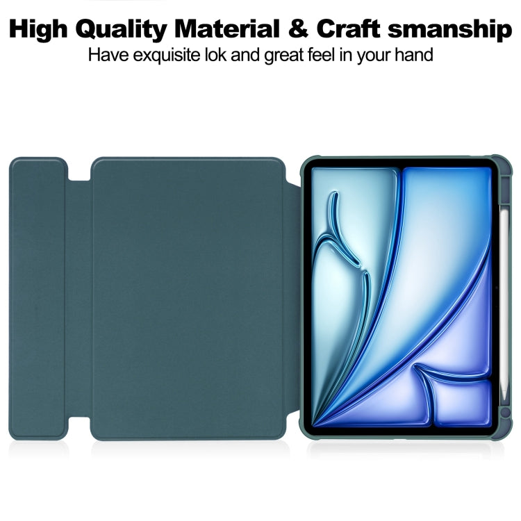 For iPad Air 11 2024 Transparent Rotation Smart Leather Tablet Case(Dark Green)
