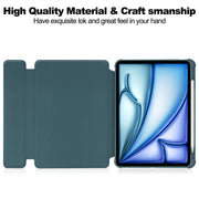 For iPad Air 11 2024 Transparent Rotation Smart Leather Tablet Case(Dark Green)