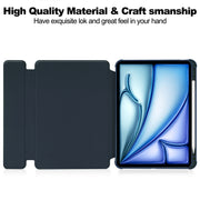 For iPad Air 11 2024 Transparent Rotation Smart Leather Tablet Case(Dark Blue)