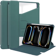 For iPad Pro 11 2024 Transparent Rotation Smart Leather Tablet Case(Dark Green)