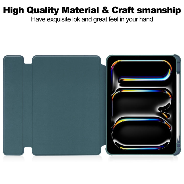 For iPad Pro 11 2024 Transparent Rotation Smart Leather Tablet Case(Dark Green)