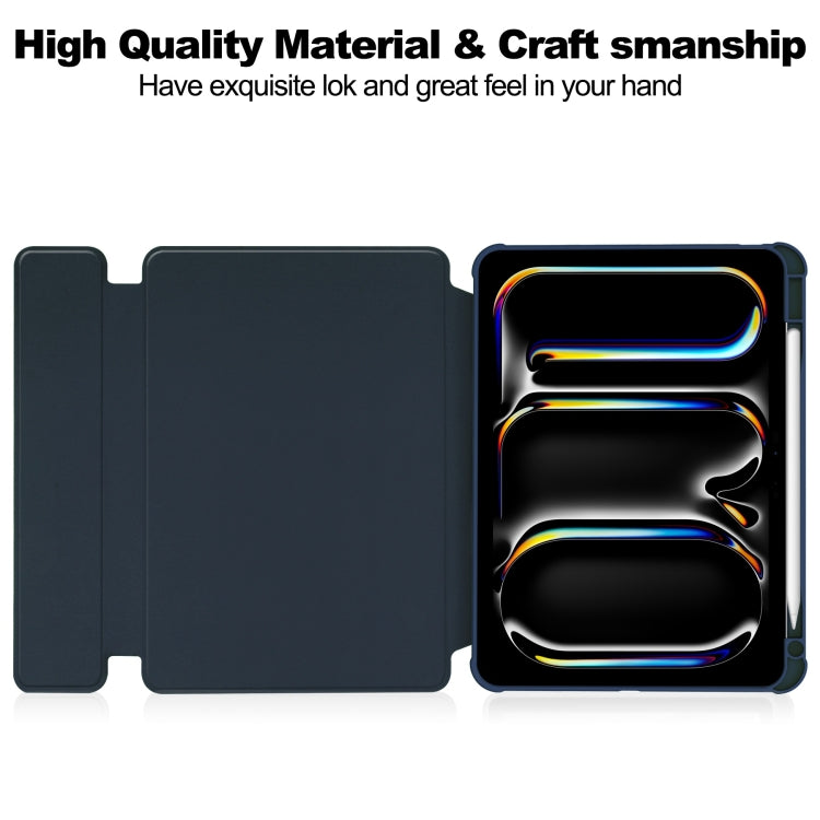 For iPad Pro 11 2024 Transparent Rotation Smart Leather Tablet Case(Dark Blue)