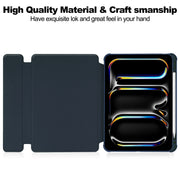 For iPad Pro 11 2024 Transparent Rotation Smart Leather Tablet Case(Dark Blue)