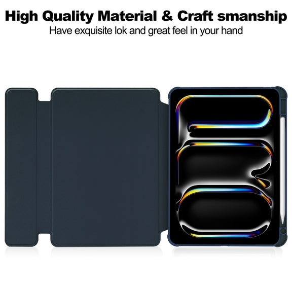 For iPad Pro 11 2024 Transparent Rotation Smart Leather Tablet Case(Dark Blue)