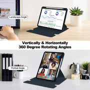 For iPad Pro 11 2024 Transparent Rotation Smart Leather Tablet Case(Dark Blue)