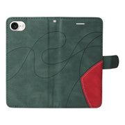 For iPhone 16e Dual-color Splicing Flip Leather Phone Case(Green)
