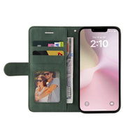 For iPhone 16e Dual-color Splicing Flip Leather Phone Case(Green)