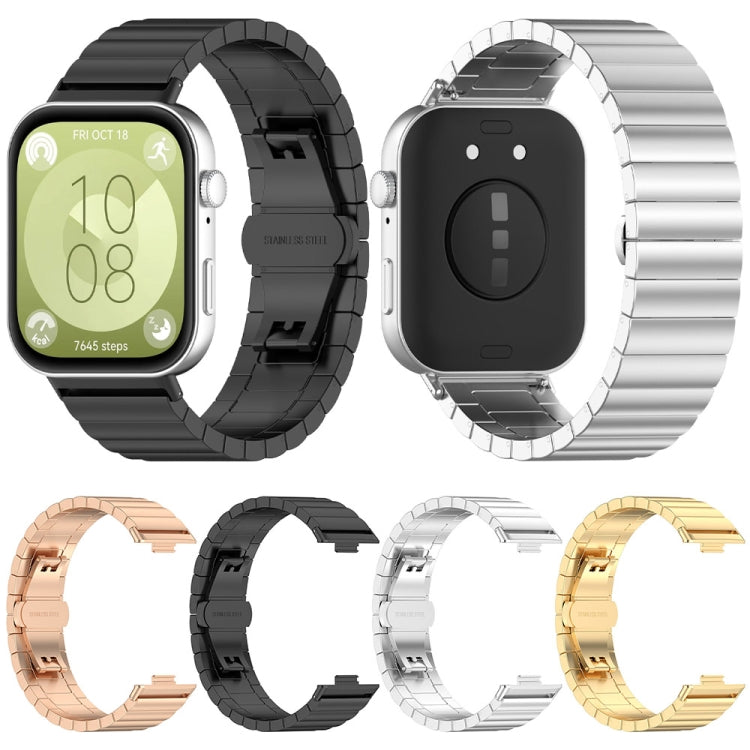 For Huawei Watch Fit3 One Bead Stainless Steel Watch Band(Silver)