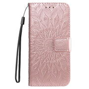 For iPhone 16 Plus Embossed Sunflower Pattern Flip Leather Phone Case(Rose Gold)