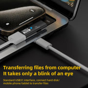 2 in 1 10Gbps PD 100W USB-C / Type-C Charging Side-bend Transfer Adapter(Black)