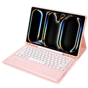 For iPad Pro 13 2024 A13B Detachable Ultra-Thin Bluetooth Keyboard Leather Tablet Case with Pen Slot(Pink)