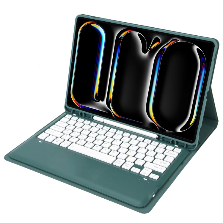 For iPad Pro 13 2024 A13B Detachable Ultra-Thin Bluetooth Keyboard Leather Tablet Case with Pen Slot(Dark Green)