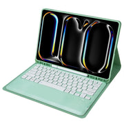 For iPad Pro 13 2024 A13B Detachable Ultra-Thin Bluetooth Keyboard Leather Tablet Case with Pen Slot(Light Green)