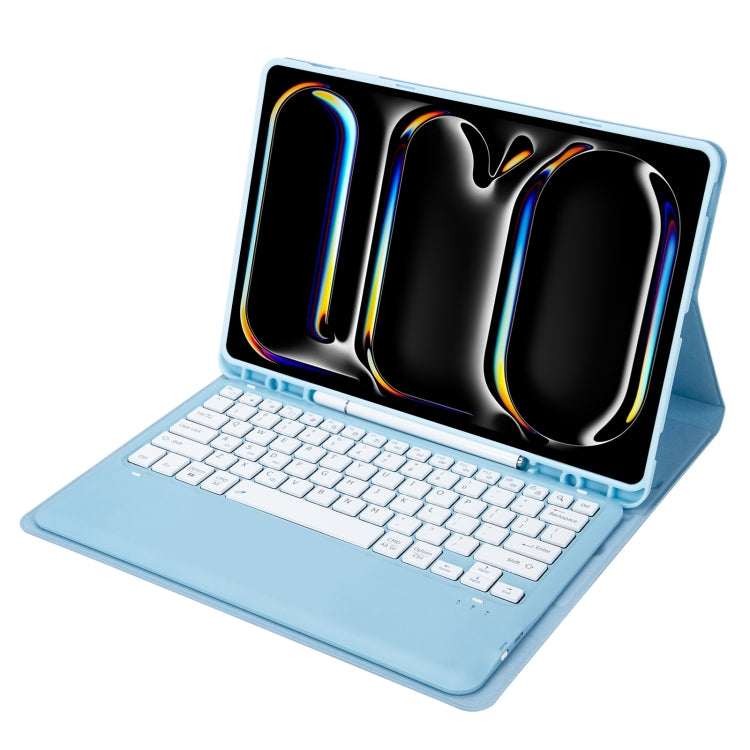 For iPad Pro 13 2024 A13B Detachable Ultra-Thin Bluetooth Keyboard Leather Tablet Case with Pen Slot(Light Blue)