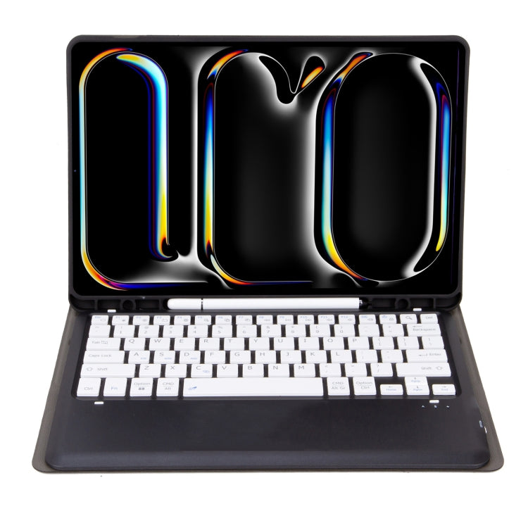 For iPad Pro 13 2024 A13B Detachable Ultra-Thin Bluetooth Keyboard Leather Tablet Case with Pen Slot(Black White)