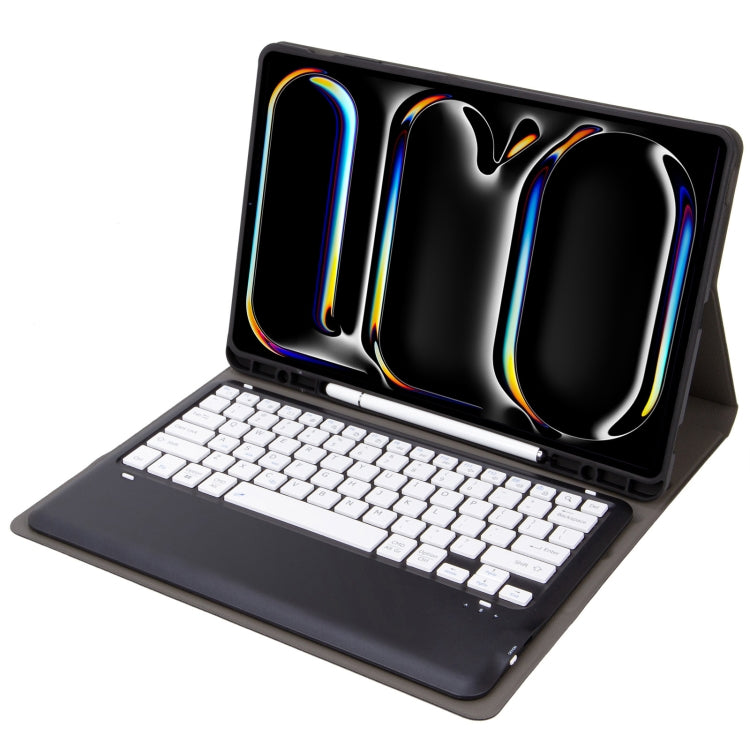 For iPad Pro 13 2024 A13B Detachable Ultra-Thin Bluetooth Keyboard Leather Tablet Case with Pen Slot(Black White)