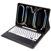 For iPad Pro 13 2024 A13B Detachable Ultra-Thin Bluetooth Keyboard Leather Tablet Case with Pen Slot(Black White)