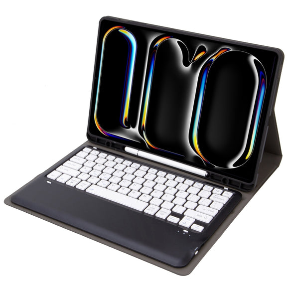 For iPad Pro 13 2024 A13B Detachable Ultra-Thin Bluetooth Keyboard Leather Tablet Case with Pen Slot(Black White)