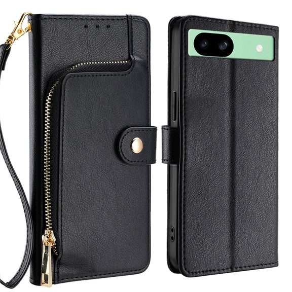 For Google Pixel 8a Zipper Bag Leather Phone Case(Black)