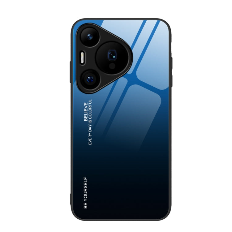 For Huawei Pura 70 Gradient Color Glass Phone Case(Blue Black)