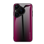 For Huawei Pura 70 Texture Gradient Glass TPU Phone Case(Rose Red)