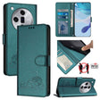 For OPPO Find X7 Cat Rat Embossed Pattern RFID Leather Phone Case with Lanyard(Peacock Green) - Find X7 Cases by PMC TechLife | Online Shopping South Africa | PMC TechLife | Buy Now Pay Later Mobicred