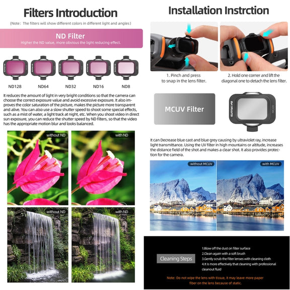 For DJI Avata 2 Sunnylife Camera Lens Filter, Filter:4 in 1 ND8/16/32/64