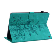 For Amazon Fire HD10 2023 Lily Embossed Leather Tablet Case(Green)