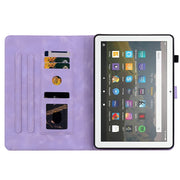 For Amazon Fire HD8 2015-2018 Lily Embossed Leather Tablet Case(Purple)