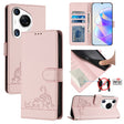 For Huawei Pura 70 Pro Cat Rat Embossed Pattern RFID Leather Phone Case with Lanyard(Pink) - Huawei Cases by PMC Jewellery | Online Shopping South Africa | PMC Jewellery | Buy Now Pay Later Mobicred