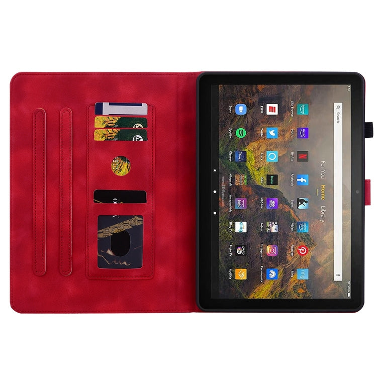 For Amazon Fire HD10 2019/2017 Lily Embossed Leather Smart Tablet Case(Red)