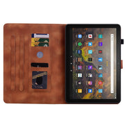 For Amazon Fire HD10 / HD10 Plus 2021 Lily Embossed Leather Smart Tablet Case(Brown)